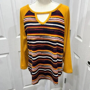 Absolutely Famous lightweight v neck with detail sweater cool colorway